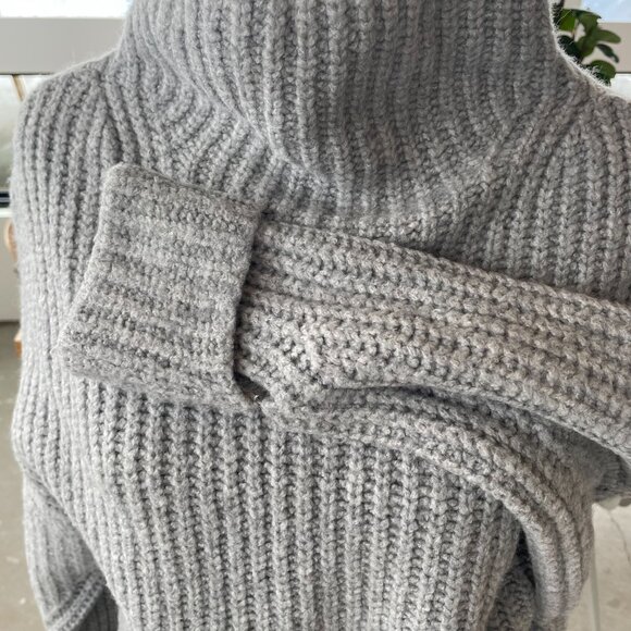 Anthropologie Maeve Athena Cowl Neck Sweater Cropped Gray Women's Ribbed Small - Picture 6 of 7
